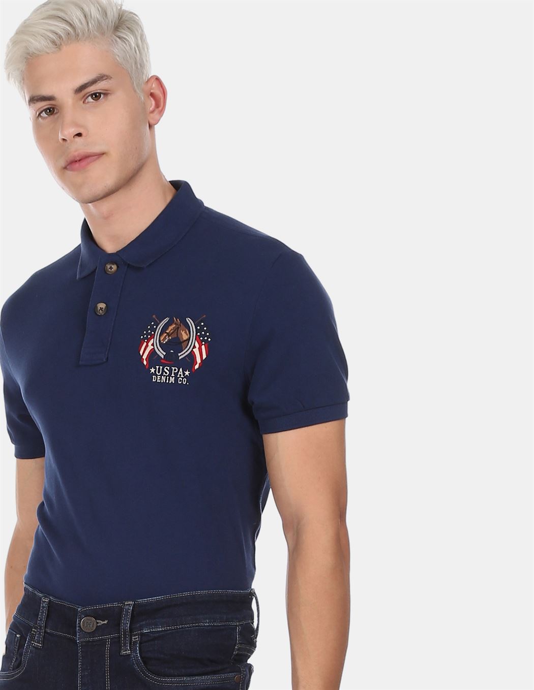 U.S.Polo Assn. Men Casual Wear Dark Blue T-Shirt